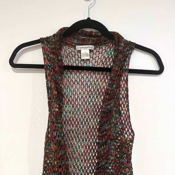 NWOT, Demanding, Multi-Color Knit Long Cardigan Vest, Size Small - Picture 4 of 13
